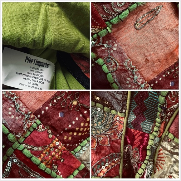 🆕 Boho Multicoloured Patchwork w/Mirror Hobo Shoulder Bag Cotton Made in India - Picture 11 of 16